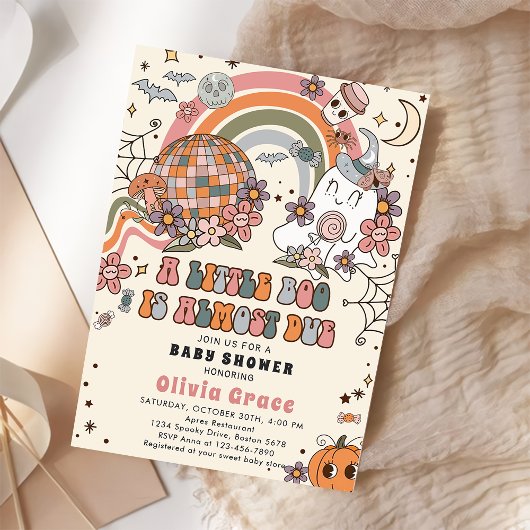 Invitation Un Petit Baby shower Rétro Ghost Halloween Boo