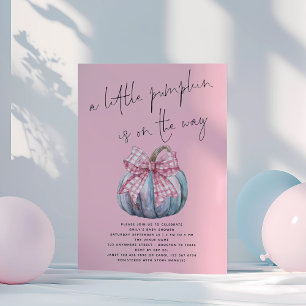 Invitation Un petit Baby shower rose Citrouille Coquette Bow