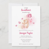 Invitation Un petit Baby shower rose d'ours mignon (Devant)