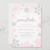 Invitation Un petit Baby shower rose Flocon de neige (Devant)