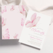 Invitation Un petit Baby shower rose papillon