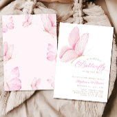 Invitation Un petit Baby shower rose papillon
