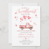 Invitation Un petit Baby shower rose valentin (Devant)