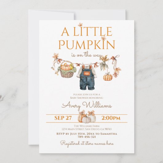 Invitation Un petit Baby shower Rustique Boho Automne Un Peu  (Devant)