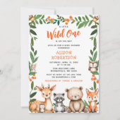 Invitation Un petit Baby shower sauvage d'animaux de forêt (Devant)