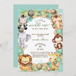 Invitation Un petit baby shower sauvage d'animaux safari