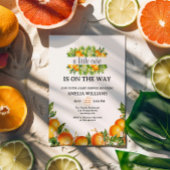 Invitation Un Petit Baby shower Verdoyant De Fleur Orange Cut