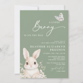 Invitation Un Petit Baby shower Verdoyant De Lapin (Devant)