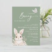 Invitation Un Petit Baby shower Verdoyant De Lapin (Debout devant)