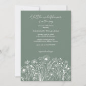 Invitation Un Petit Baby shower Vert Boho Sage Fleur sauvage (Devant)