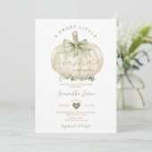 Invitation Un Petit Baby shower Vert Doux Citrouille (Debout devant)