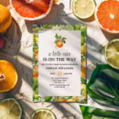 Invitation Un Petit Baby shower Vert Orange Citrus