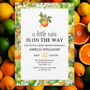 Invitation Un Petit Baby shower Vert Orange Citrus