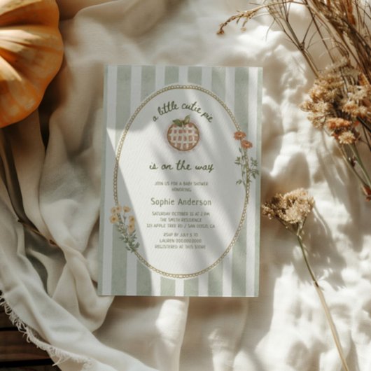 Invitation Un Petit Baby shower Vert Pie Cutie