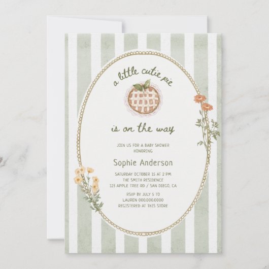 Invitation Un Petit Baby shower Vert Pie Cutie (Devant)