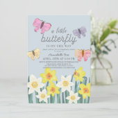 Invitation Un petit Baby shower virtuel de la jonquille papil (Debout devant)