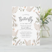Invitation Un petit Baby shower Whimsical Botanique Papillon (Debout devant)