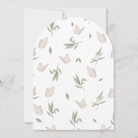 Invitation Un petit Baby shower Whimsical Botanique Papillon (Dos)