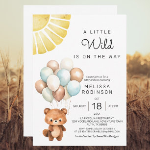 Invitation Un Petit Beau Ours Un Peu Sauvage Moderne