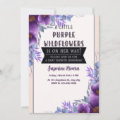 Invitation Un Petit Bébé Fleur sauvage Violet Fille Douche (Devant)