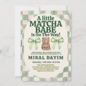 Invitation Un petit bébé matcha ours mignon douche de bébé ma (Devant)