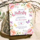 Invitation Un petit bébé papillon arrive Fleur bébé