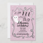 Invitation Un petit bébé qui a 2 ans DEUX fantômes roses pour (Devant)