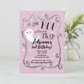 Invitation Un petit bébé qui a 2 ans DEUX fantômes roses pour (Debout devant)