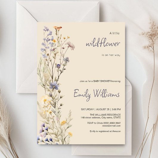 Invitation Un petit Boho Fleur sauvage Baby shower rustique i