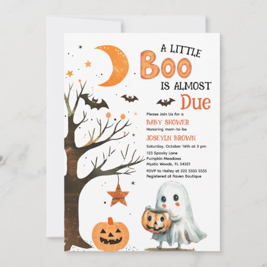 Invitation Un Petit Boo Aquarelle Halloween Baby shower migno (Devant)