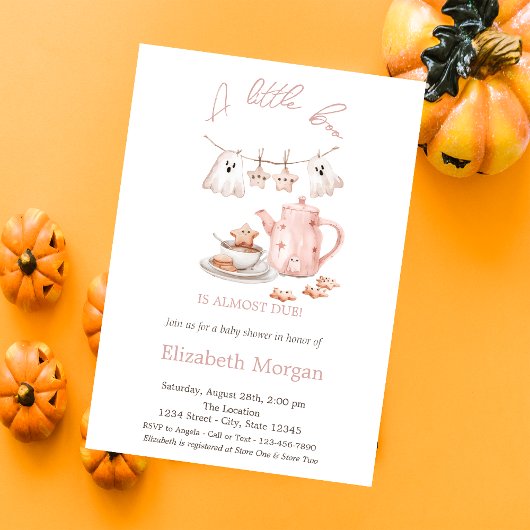 Invitation Un Petit Boo Boho Ghost Stripe Halloween Tea Party