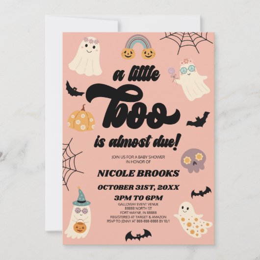 Invitation Un Petit Boo Est Presque Attendu ! Baby shower d'H (Devant)