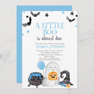 Invitation Un Petit Boo Est Presque Dû Blue Boy Baby shower