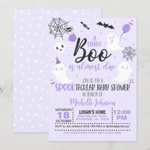Invitation Un Petit Boo est presque dû - Fille (Wh/Purple)