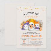 Invitation Un Petit Boo Halloween Baby shower Fantôme mignon (Devant / Derrière)