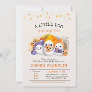 Invitation Un Petit Boo Halloween Baby shower Fantôme mignon