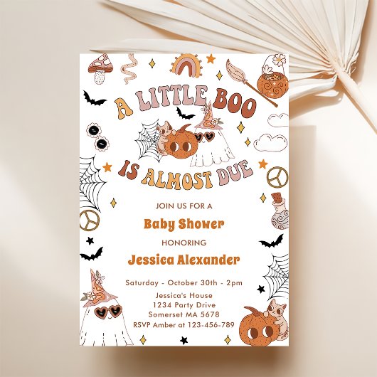 Invitation Un Petit Boo Halloween Baby shower Fantôme mignon