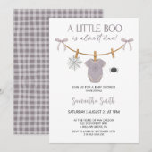 Invitation Un Petit Boo Mignonne Est Presque À Baby shower (Devant / Derrière)