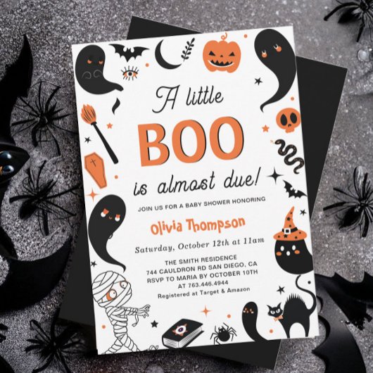 Invitation Un petit Boo presque attendu Baby shower d'Hallowe