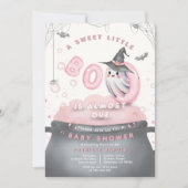 Invitation Un Petit Boo Sucré Est Presque En Baby shower Rose (Devant)