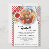 Invitation Un Petit Boulet De Viande Arrive Bébé Shower Rouge (Devant)