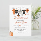 Invitation Un petit bue Halloween baby shower d'automne bébé (Debout devant)