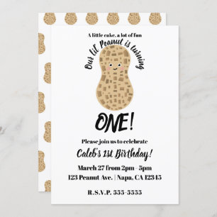 Invitation Un petit cacahuète blanc 1er anniversaire un