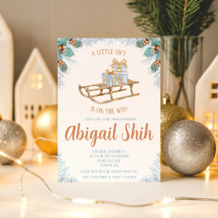 Invitation Un petit cadeau est en route, Baby Shower d'hiver
