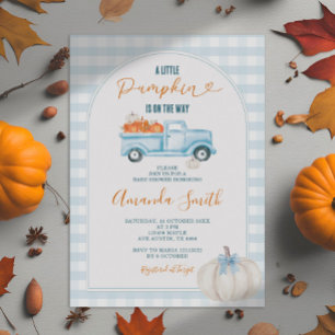 Invitation Un Petit Camion Bleu Citrouille En vichy Baby show
