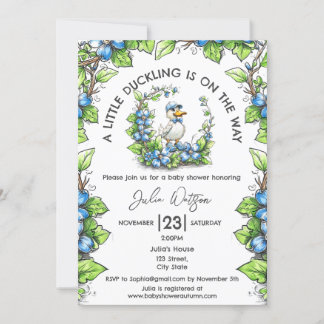 Invitation Un petit canard est sur le chemin Baby Boy Shower
