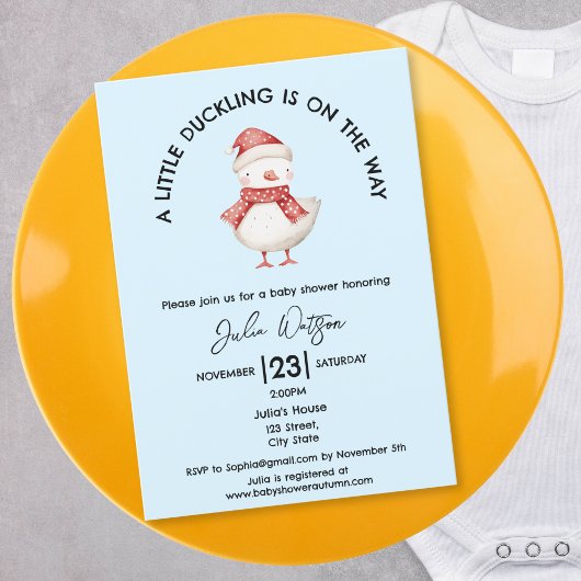 Invitation Un petit canard est sur le chemin Noël d'hiver