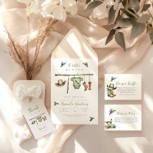 Invitation Un petit chasseur est en route pour le baby shower