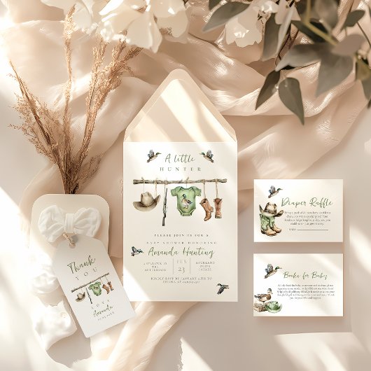 Invitation Un petit chasseur est en route pour le baby shower