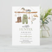 Invitation Un petit chasseur sur le chemin Baby shower (Debout devant)